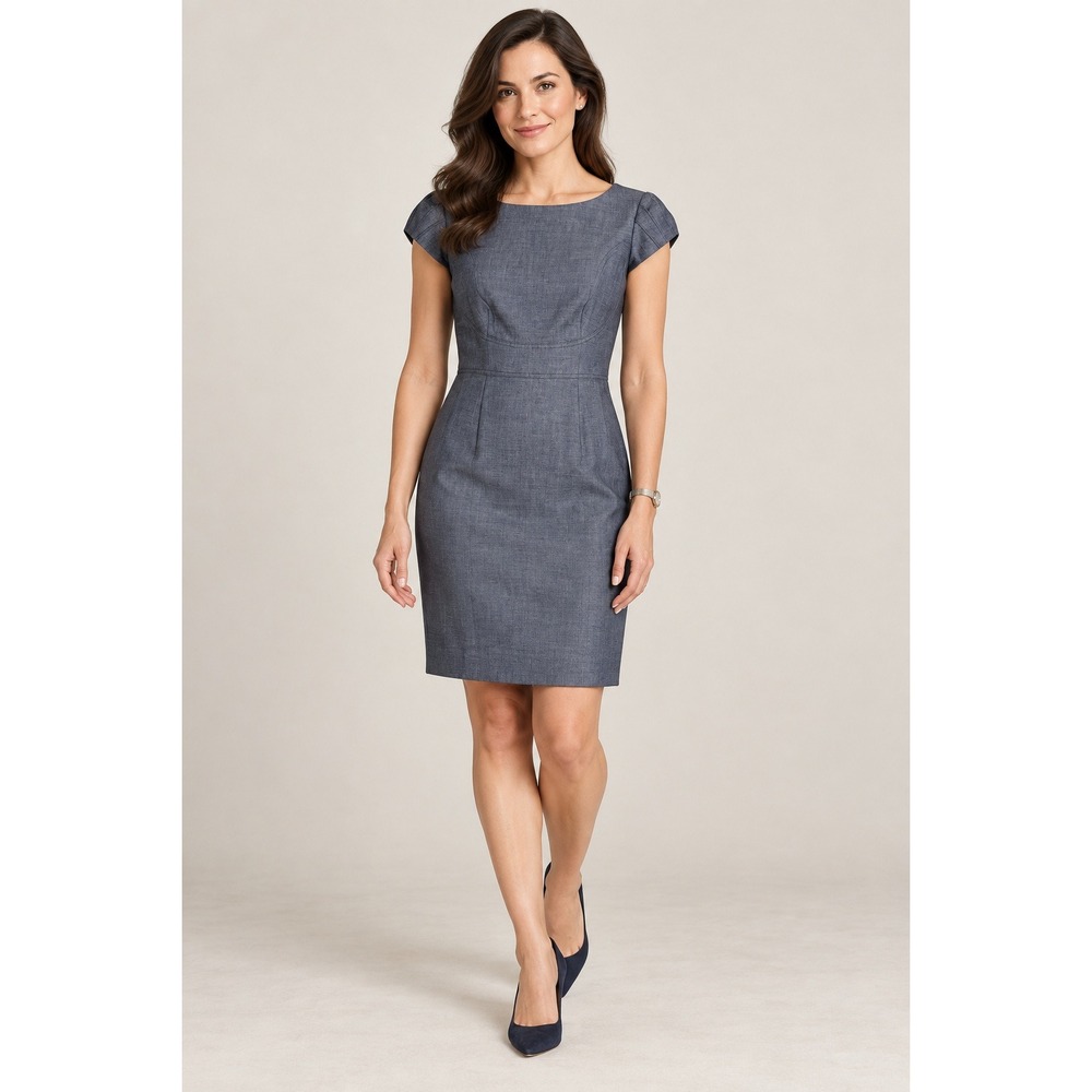 Antonio Melani Sheath Dress Women 4 Blue Cap Sleeve Professional Career Classic